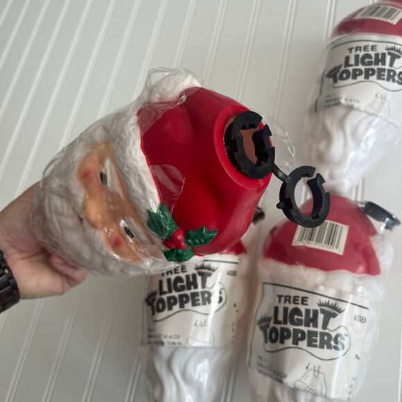 Lot of Vintage Christmas Blow Mold Santa Claus Light Topper Empire Sealed 90's - Picture 8 of 8